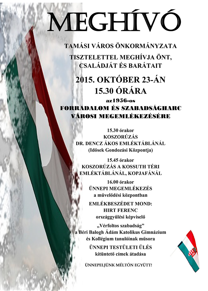 2015. október 23-ai ünnepség