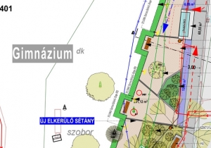 Elker&uuml;lő s&eacute;t&aacute;ny &eacute;p&uuml;l a Gimn&aacute;zium buszmeg&aacute;ll&oacute;j&aacute;n&aacute;l