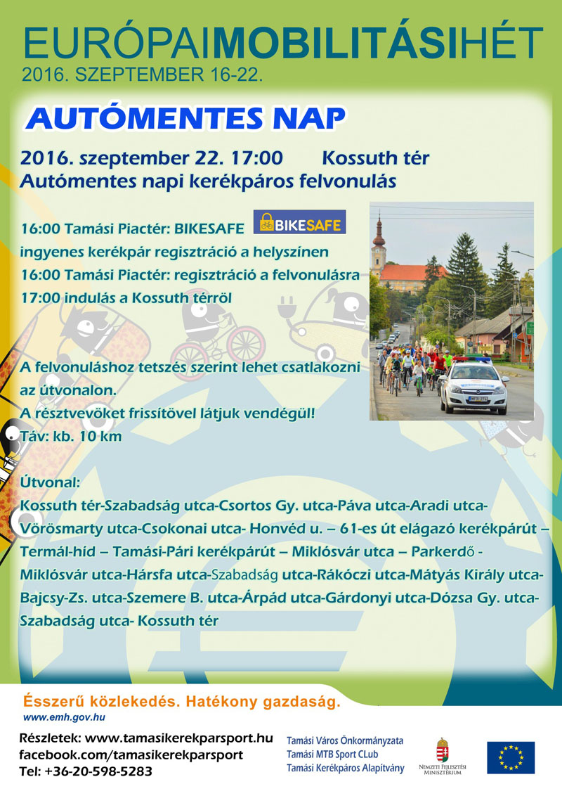 Autómentes Napi Kerékpáros Felvonulás 2016. szeptember 22.