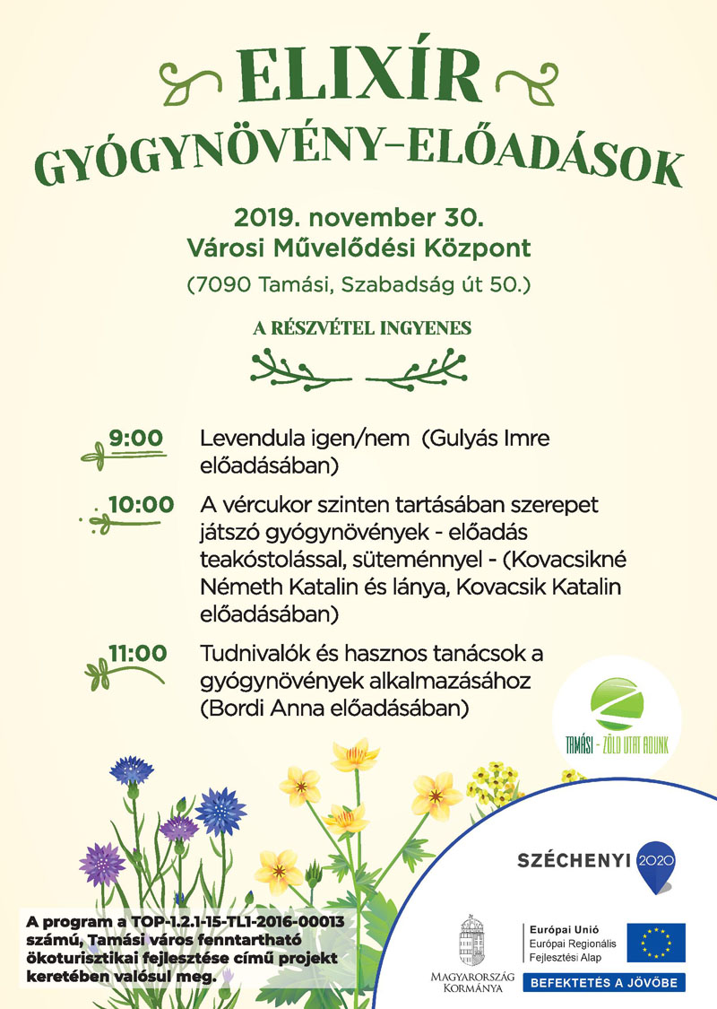 ELIXÍR GYÓGYNÖVÉNY-ELŐADÁSOK 