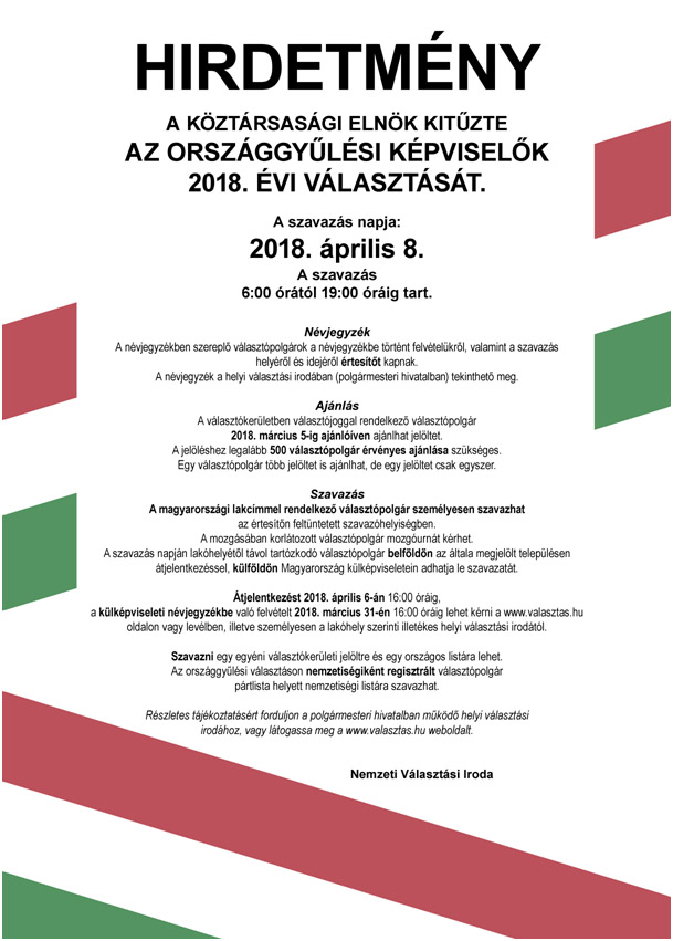 Országgyűlési képviselők választása - 2018. április 8.
