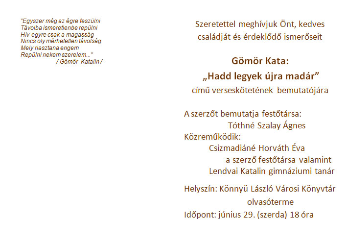 Hadd legyek újra madár