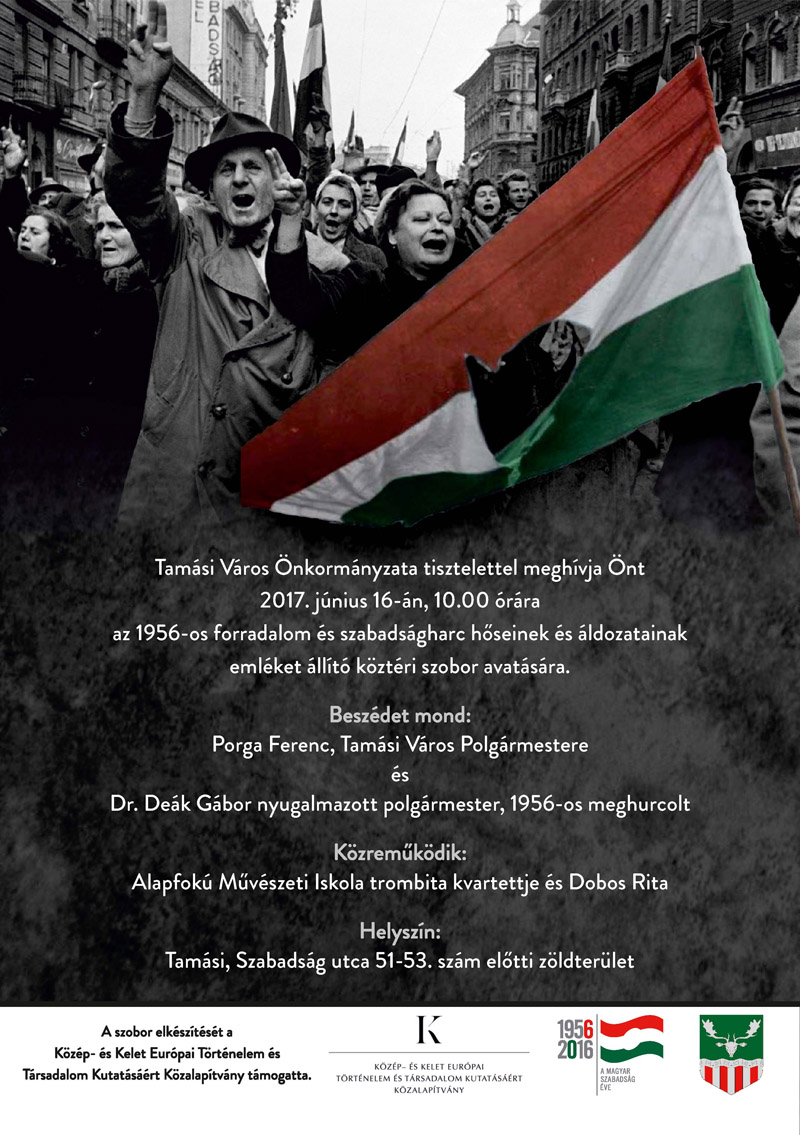 Meghívó az 1956-os szobor avatására