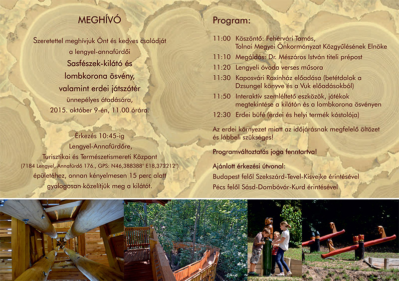 Sasfészek-kilátó és lombkorona ösvény, erdei játszótér átadása