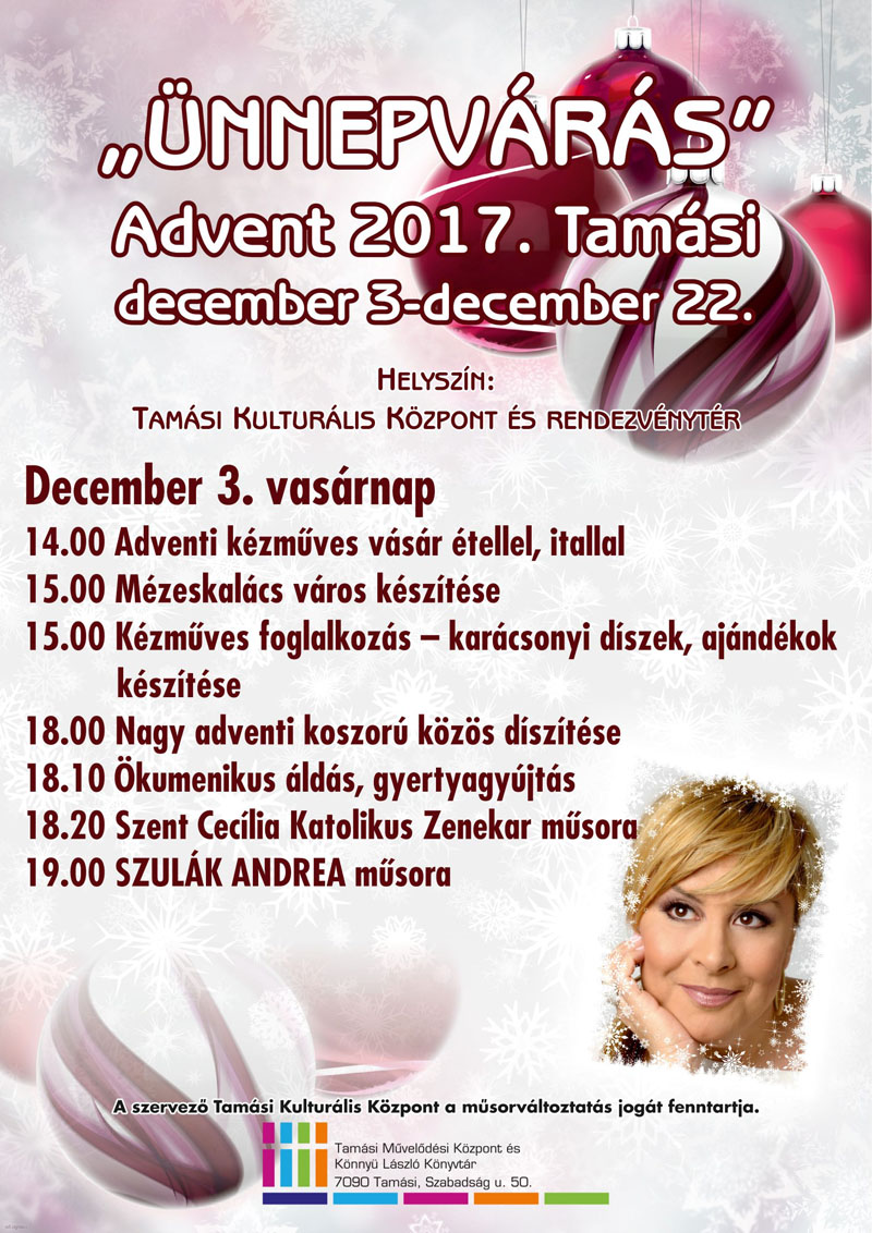 „Ünnepvárás” - Advent, 2017. december 3.