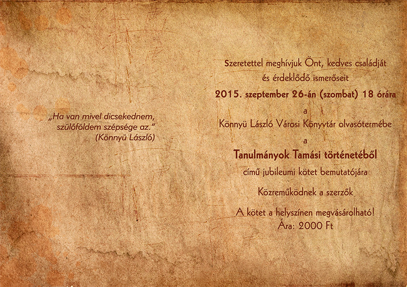 Tanulmányok Tamási történetéből